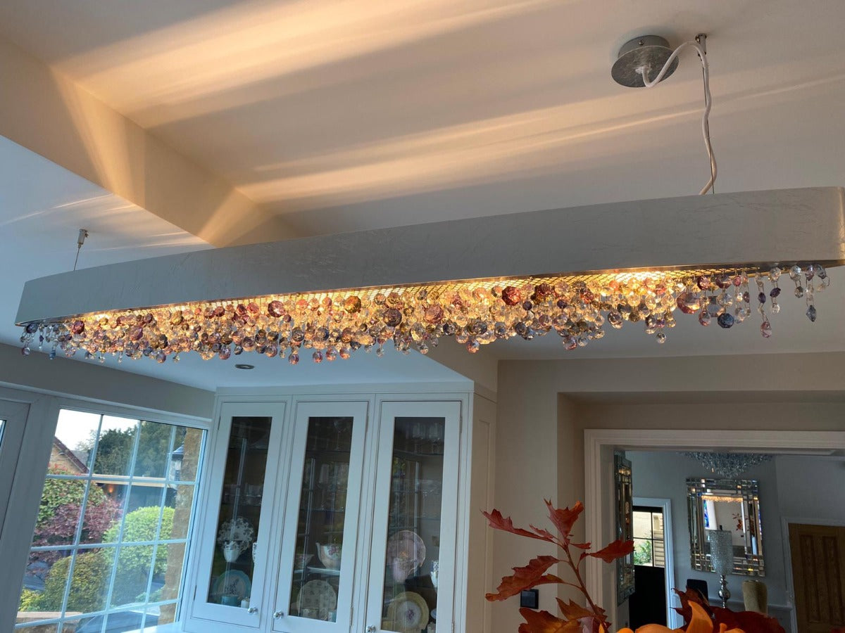 Masiero Ola Ceiling Large 160cm Island Pendant 6 x E14 Copper Leaf Copper Colours OLA-S6-OV-160-F03