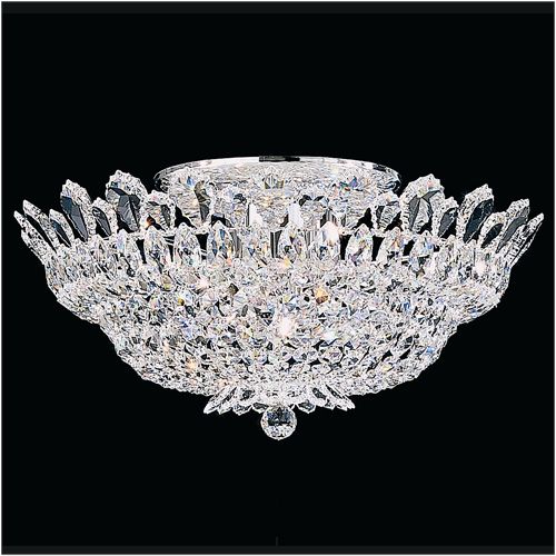 Schonbek Trilliane 10 Light Semi-Flush Mount in Polished Stainless Steel with Clear Radiance Crystal