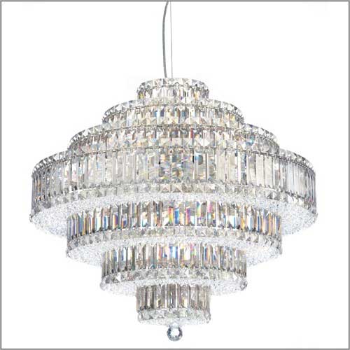 Schonbek Plaza 31 Light Pendant in Stainless Steel with Clear Radiance Crystal