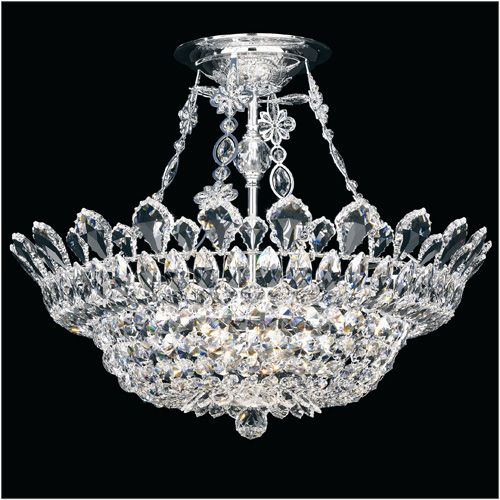 Schonbek Trilliane 10 Light Flush Mount in Polished Stainless Steel with Clear Radiance Crystal