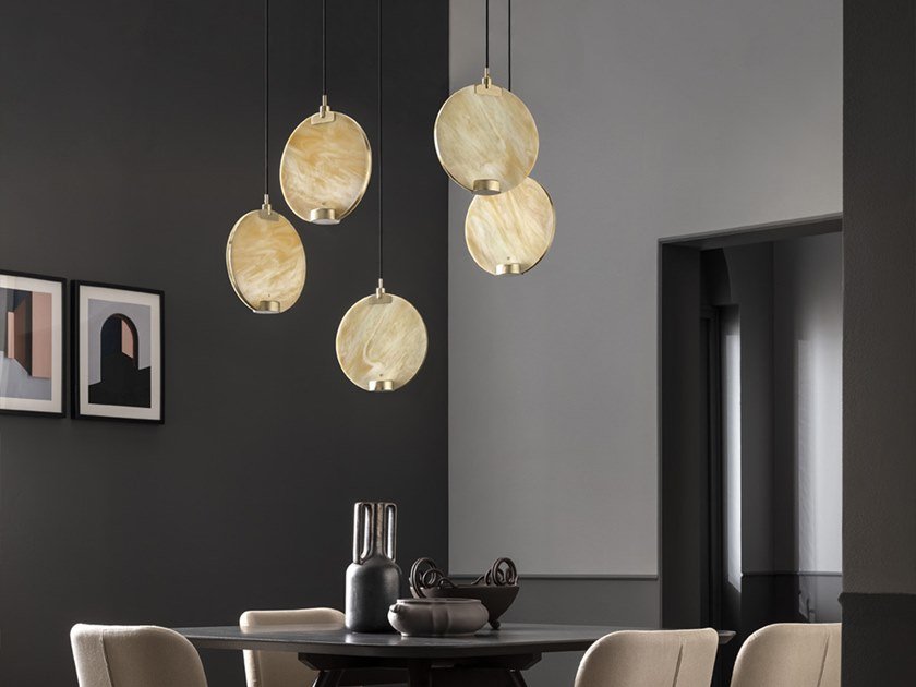 Masiero Horo 5 Light LED Hanging Glass Ceiling Pendant HORO-S5-SA
