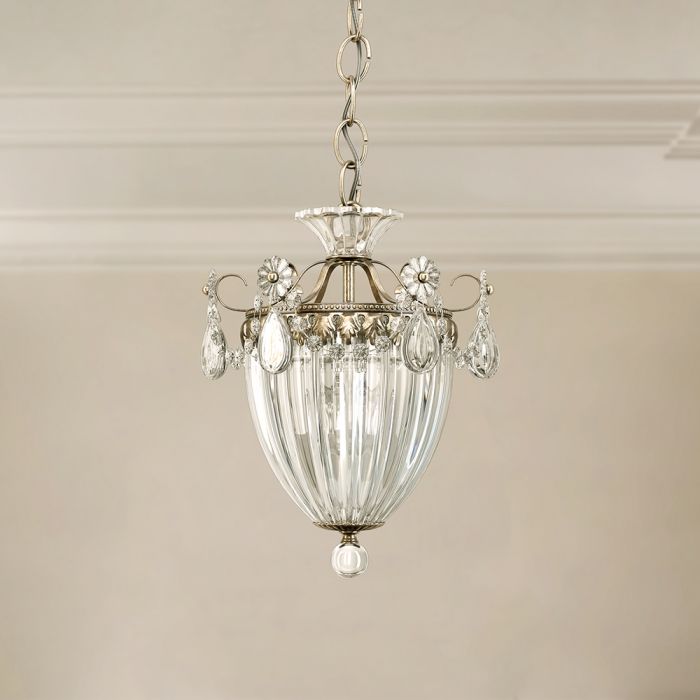 Schonbek Bagatelle 3 Light Heritage Crystal Pendant Light in Antique Silver