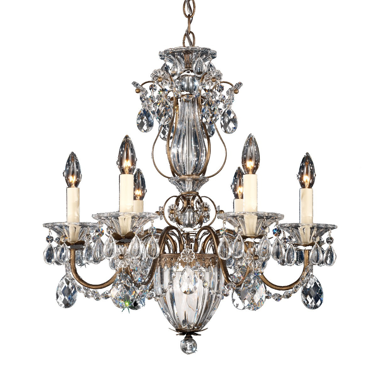 Schonbek Bagatelle 7 Light Heritage Crystal Chandelier in Etruscan Gold