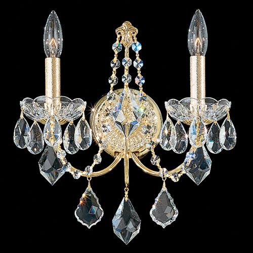Schonbek Century 2 Light Wall Light Heritage Crystal in Gold