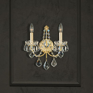 Schonbek Century 2 Light Wall Light Heritage Crystal in Gold