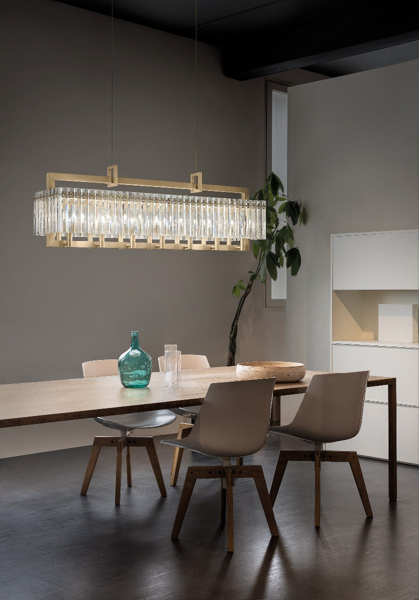 Masiero Crek Ceiling Large 123cm Bar Pendant 14 x E14 Brushed Brass CREK-S14-G18