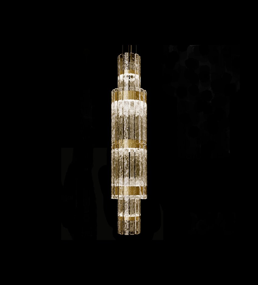 Masiero Vegas LED Glass Chandelier Champagne Leaf MAS/VEGAS-S-VRT-140