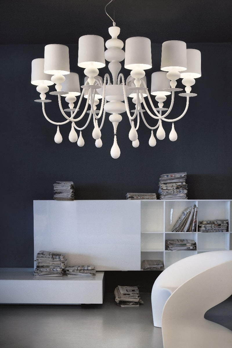 Masiero Eva Ceiling Large 110cm Pendant 10 x E14 Matt White EVA-S10-V95