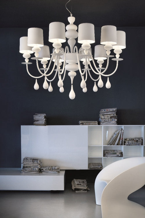 Masiero Eva Ceiling Large 110cm Pendant 10 x E14 Matt White EVA-S10-V95