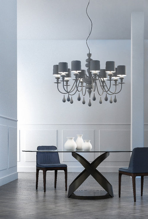 Masiero Eva Ceiling Large 110cm Pendant 10 x E14 Dark Grey EVA-S10-V72