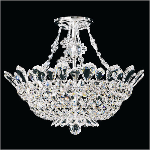 Schonbek Trilliane 8 Light Semi-Flush Mount in Polished Stainless Steel with Clear Radiance Crystal