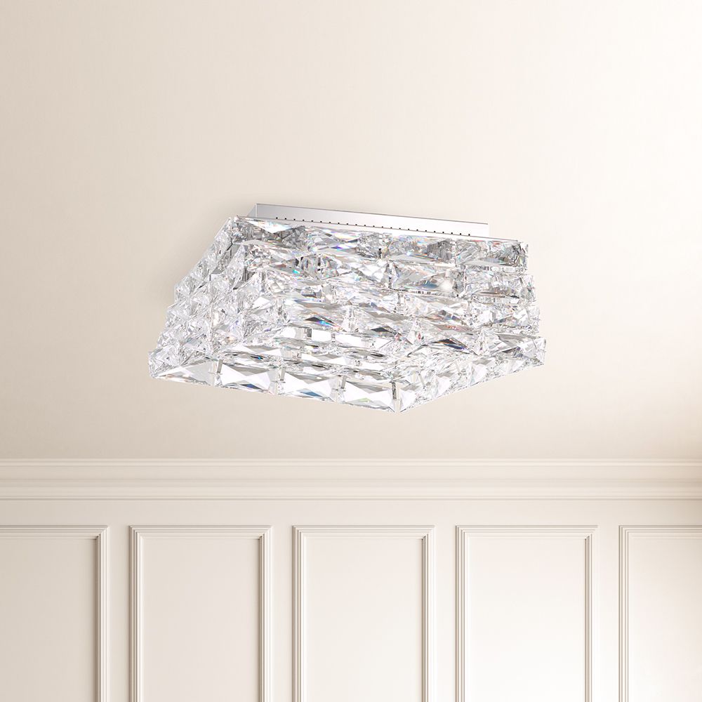 Schonbek Glissando Swarovski Crystal Flush Ceiling Light in Stainless Steel