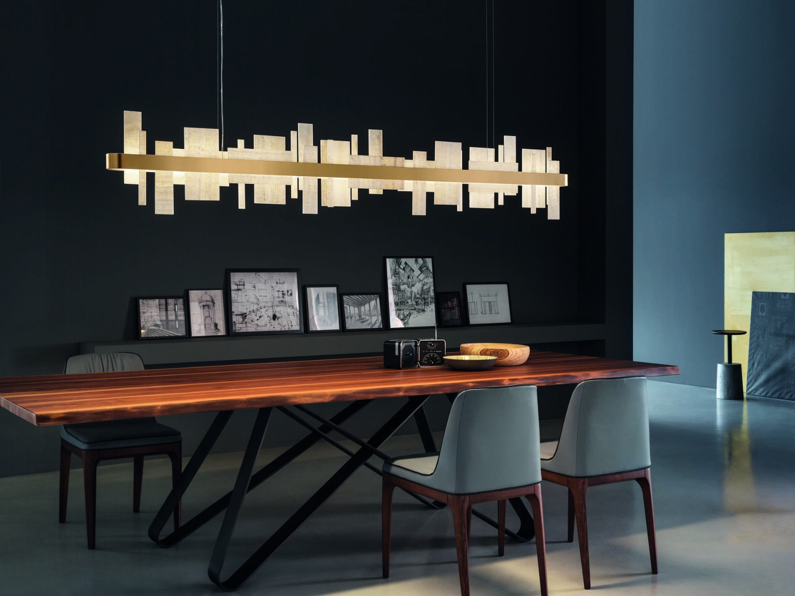 Masiero Honice Ceiling Large 200cm Bar Pendant 65W 11600lm Matt Gold HONICE-S200-V99