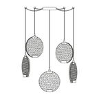 Masiero Horo 5 Light LED Hanging Glass Ceiling Pendant HORO-S5-SA