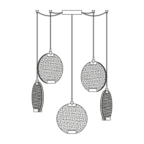 Masiero Horo 5 Light LED Hanging Glass Ceiling Pendant HORO-S5-SA