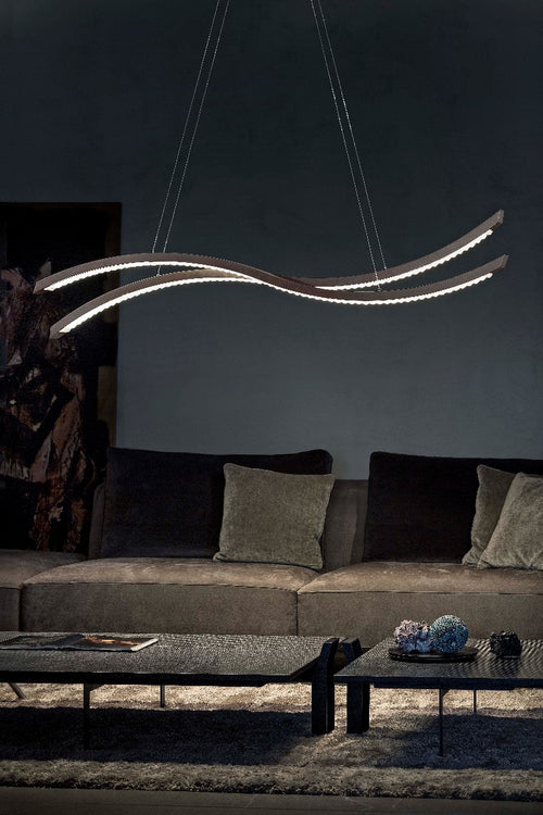 Masiero Libe Ceiling Large 160cm LED Bar Pendant Dark Wood LIBE-S160-W03