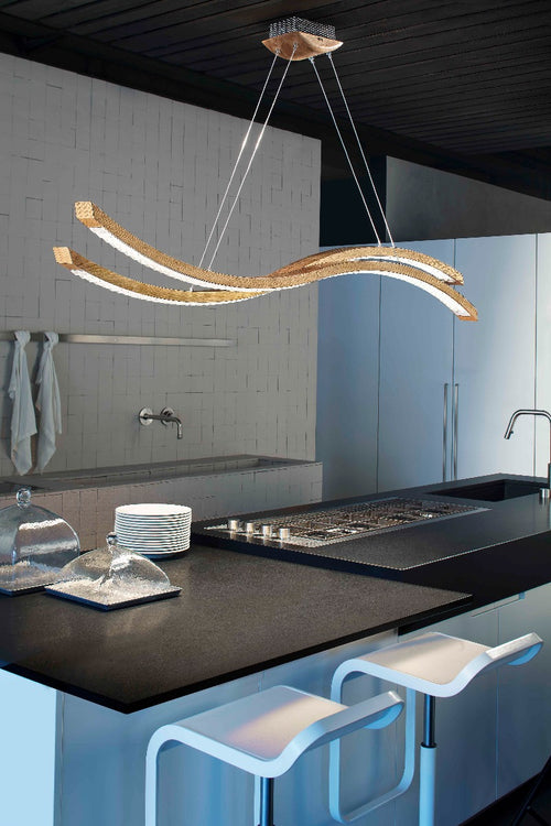 Masiero Libe Ceiling Large 160cm LED Bar Pendant Light Wood LIBE-S160-W01