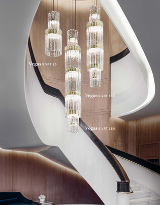 Masiero Vegas LED Glass Chandelier Champagne Leaf MAS/VEGAS-S-VRT-180