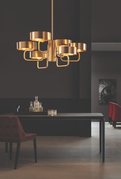 Masiero Sound Ceiling Large 110cm Pendant 6 x G9 Brushed Gold SOUND-S6