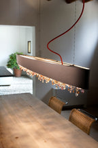 Masiero Ola Ceiling Large 160cm Island Pendant 6 x E14 Matt Bronze Warm Colours OLA-S6-OV-160-V83