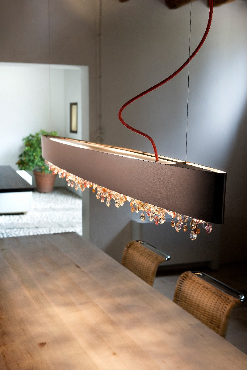 Masiero Ola Ceiling Large 160cm Island Pendant 6 x E14 Matt Bronze Warm Colours OLA-S6-OV-160-V83