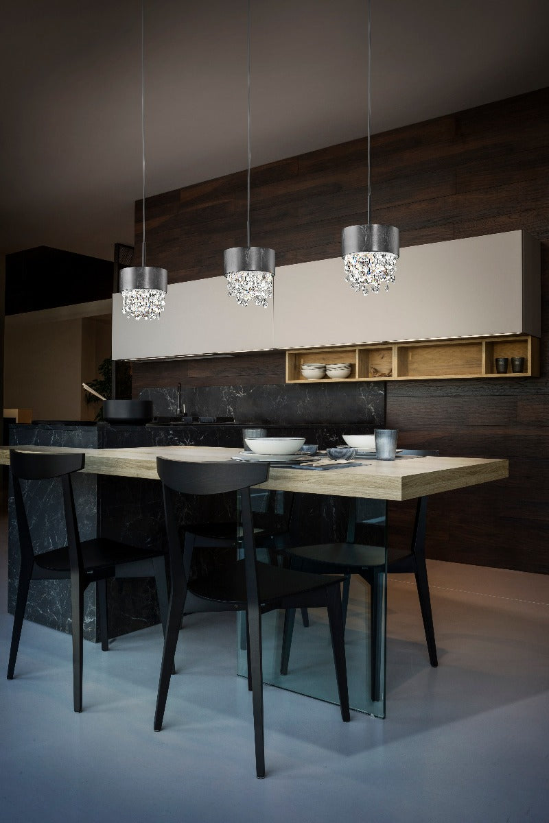 Masiero Ola Ceiling Small 15cm Pendant Silver Leaf Clear Colours OLA-S2-15-F02