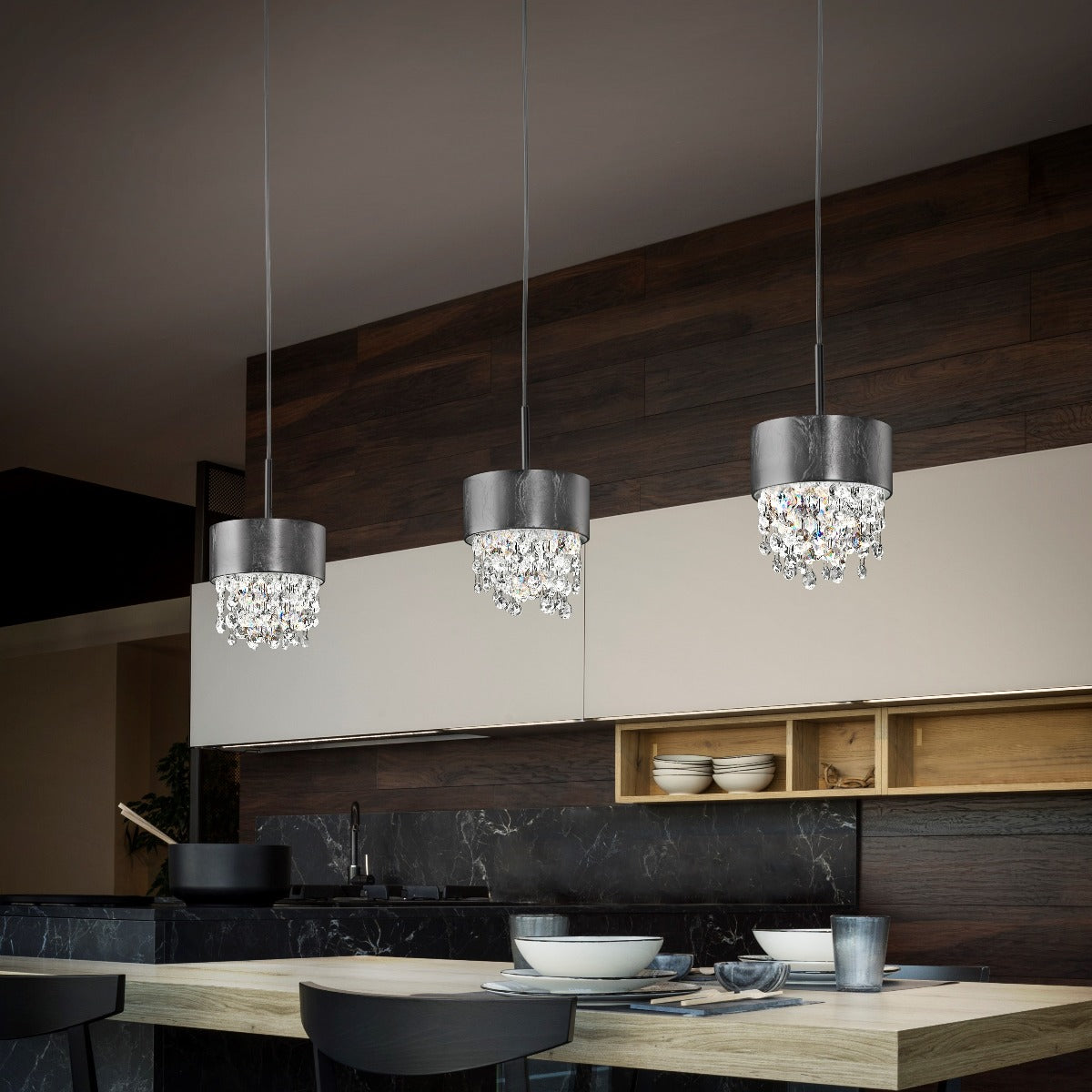 Masiero Ola Ceiling Small 15cm Pendant Silver Leaf Clear Colours OLA-S2-15-F02