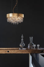 Masiero Ola Ceiling Small 40cm Pendant 6 x E14 Gold Leaf Amber Colours OLA-S6-40-F01