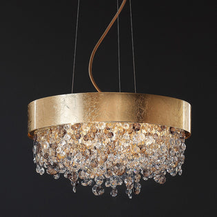 Masiero Ola Ceiling Small 40cm Pendant 6 x E14 Gold Leaf Amber Colours OLA-S6-40-F01