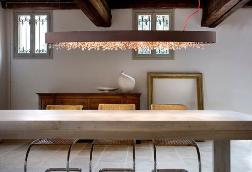 Masiero Ola Ceiling Large 160cm Island Pendant 6 x E14 Matt Bronze Warm Colours OLA-S6-OV-160-V83