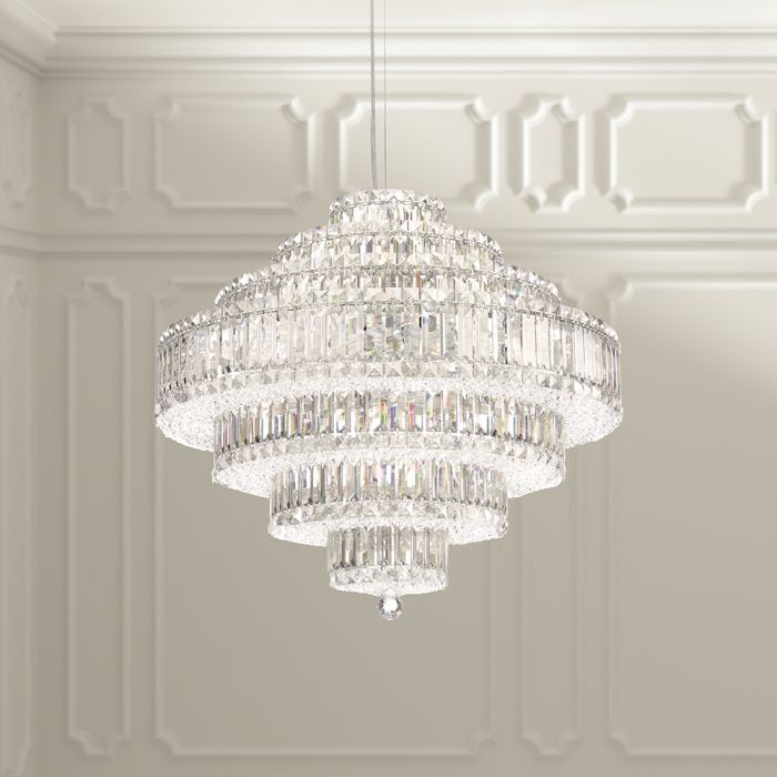 Schonbek Plaza 31 Light Pendant in Stainless Steel with Clear Radiance Crystal