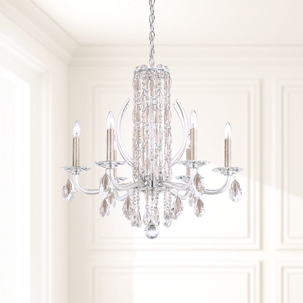 Schonbek Sarella 6 Light Heritage Crystal Chandelier in Antique Silver