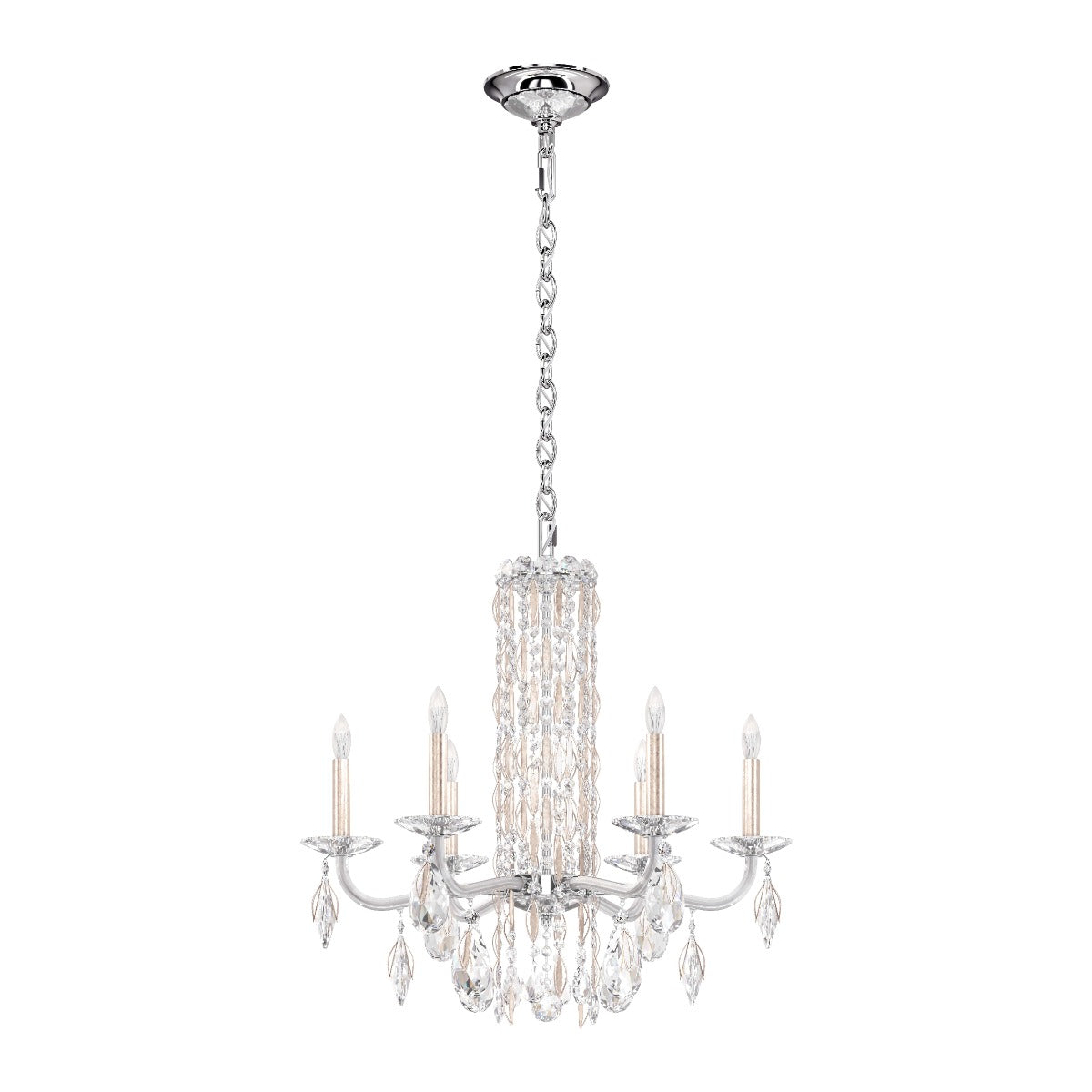 Schonbek Sarella 6 Light Heritage Crystal Chandelier in Antique Silver