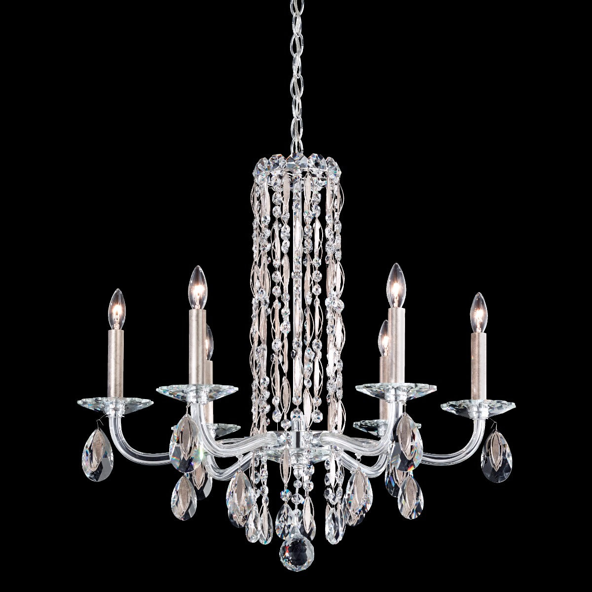 Schonbek Sarella 6 Light Heritage Crystal Chandelier in Antique Silver