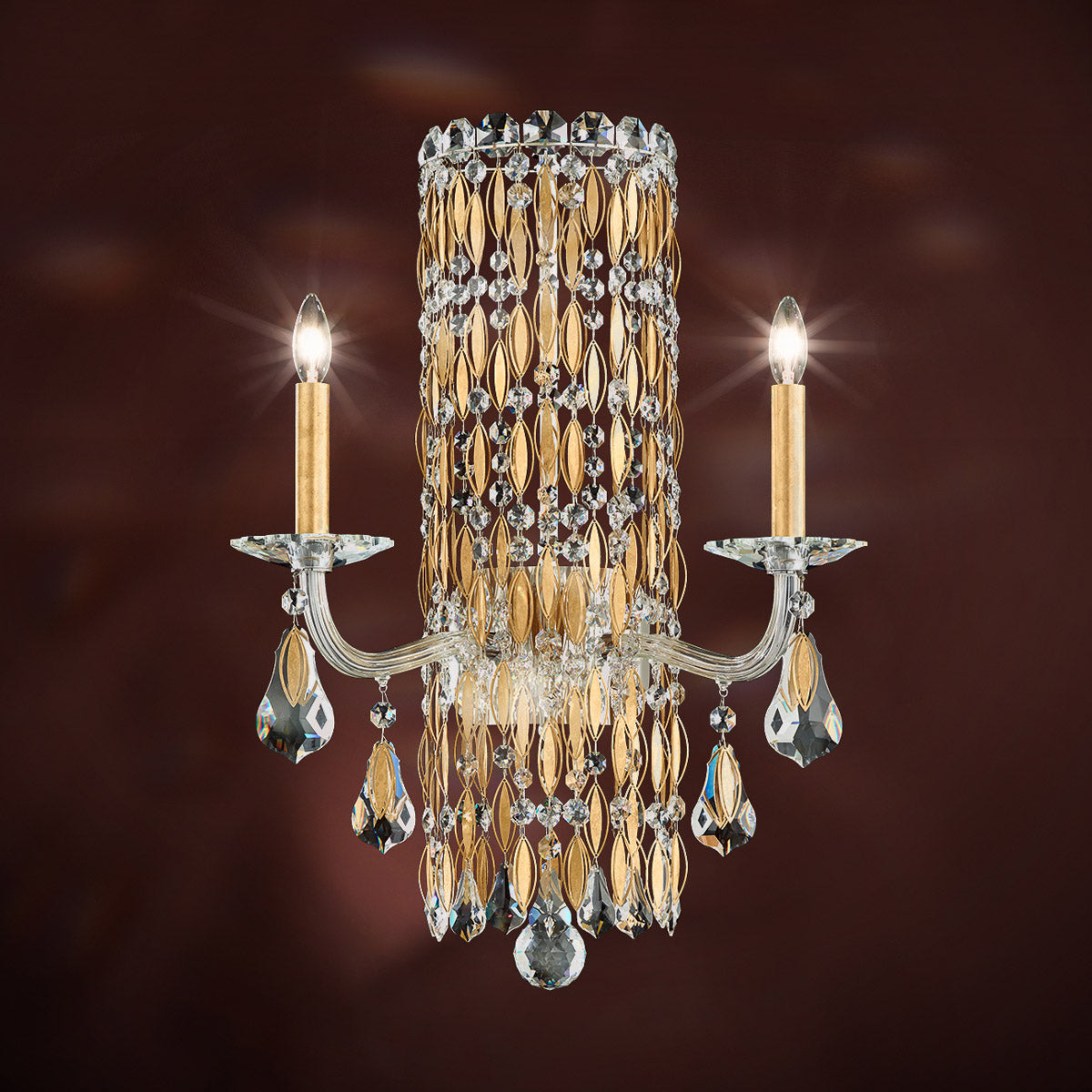 Schonbek Sarella 2 Light Wall Light Heritage Crystal in Heirloom Gold