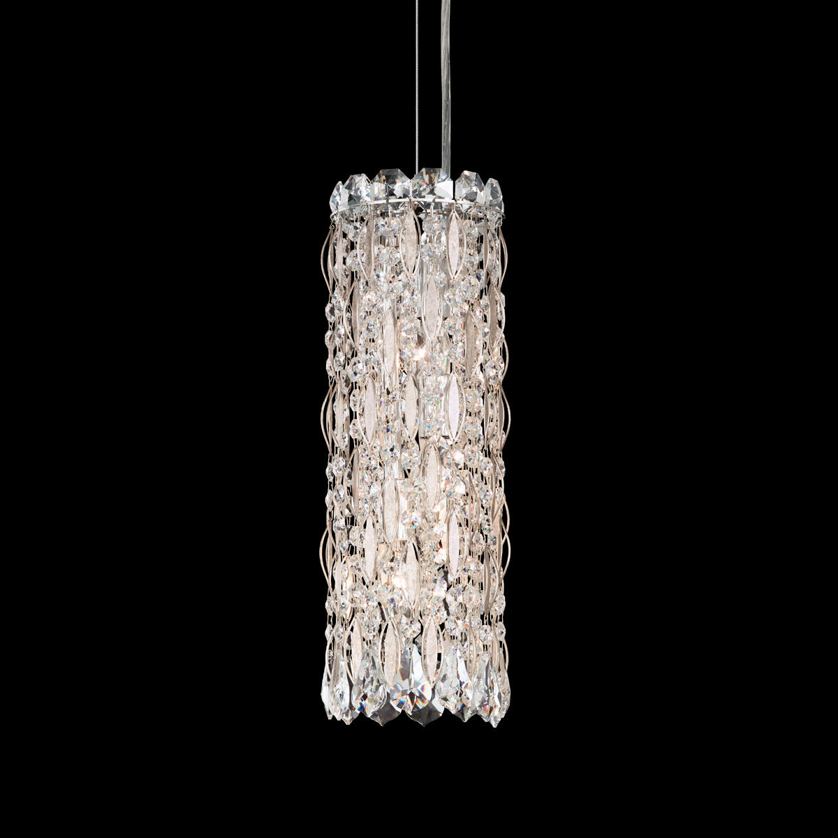Schonbek Sarella 3 Light Pendant Light with Heritage Crystal in Antique Silver