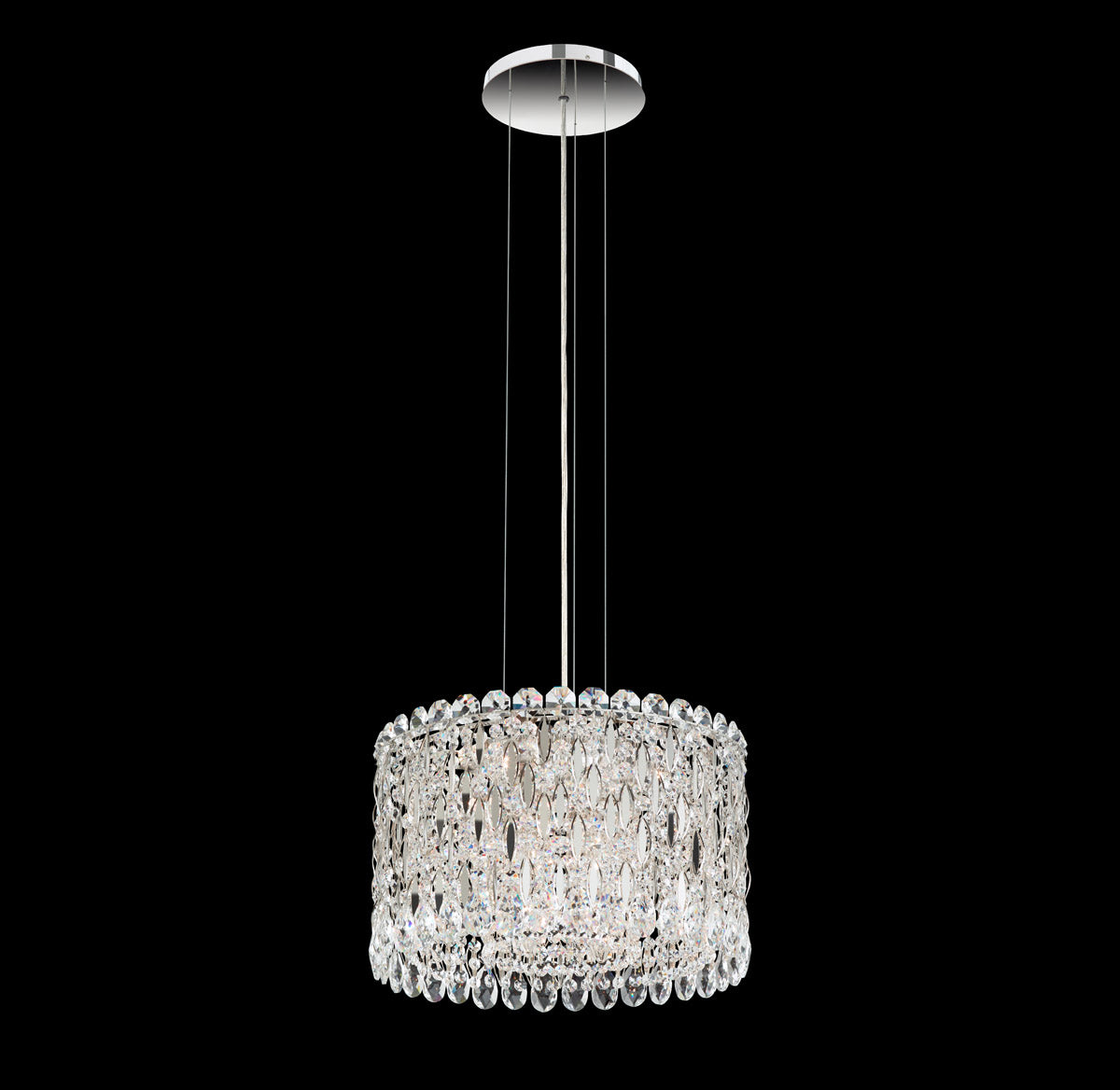 Schonbek Sarella Pendant Light in Stainless Steel with Heritage Crystal