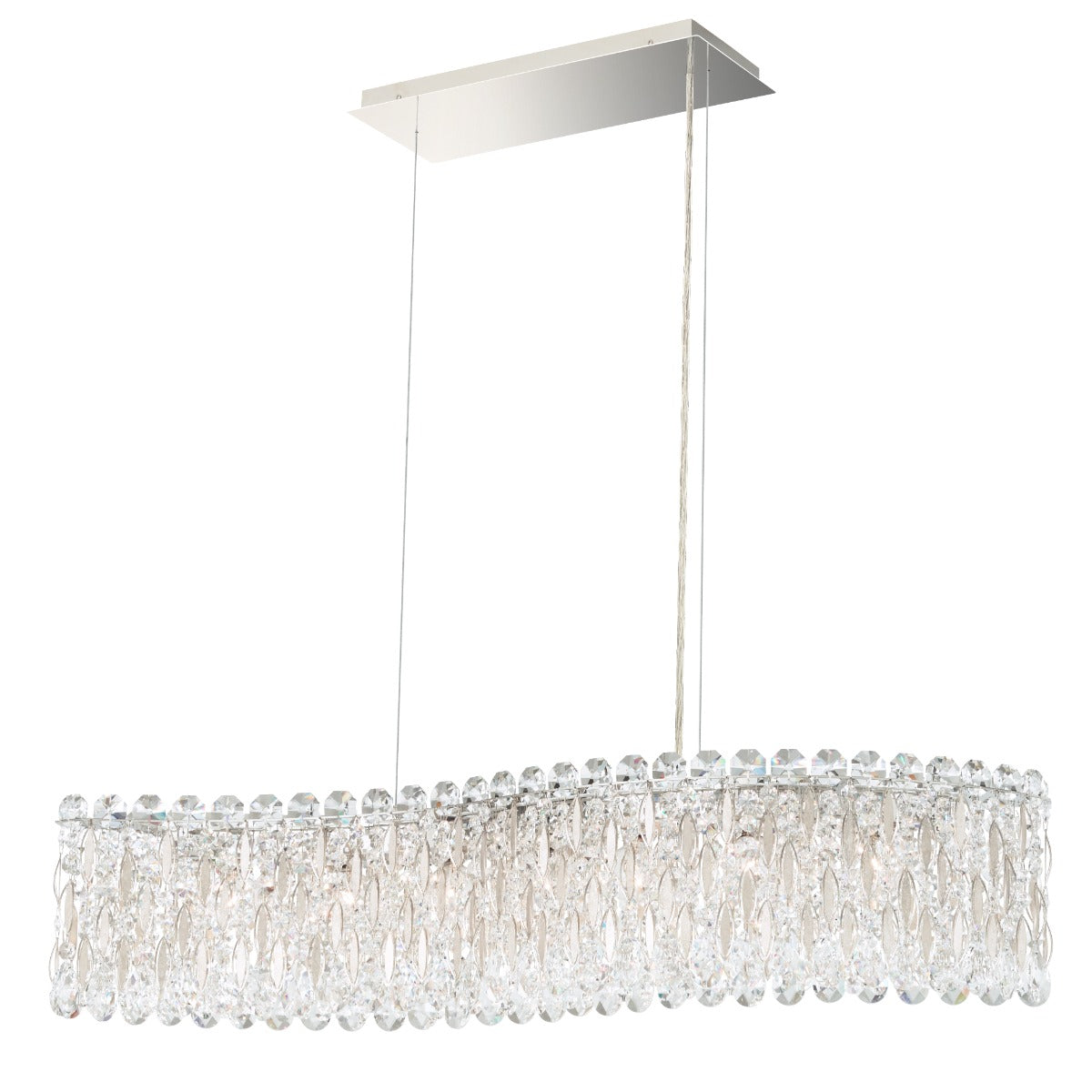 Schonbek Sarella 7 Light Bar Pendant Light with Heritage Crystal in Antique Silver