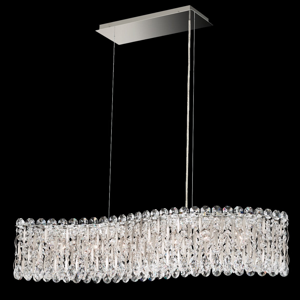 Schonbek Sarella 7 Light Bar Pendant Light with Heritage Crystal in Antique Silver