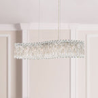Schonbek Sarella 7 Light Bar Pendant Light with Heritage Crystal in Antique Silver