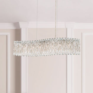 Schonbek Sarella 7 Light Bar Pendant Light with Heritage Crystal in Antique Silver