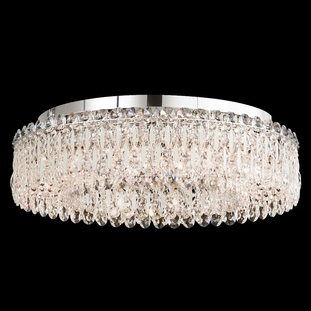 Schonbek Sarella 12 Light Flush Ceiling Light with Heritage Crystal in White