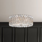 Schonbek Sarella 3 Light Flush Ceiling Light with Heritage Crystal in Antique Silver