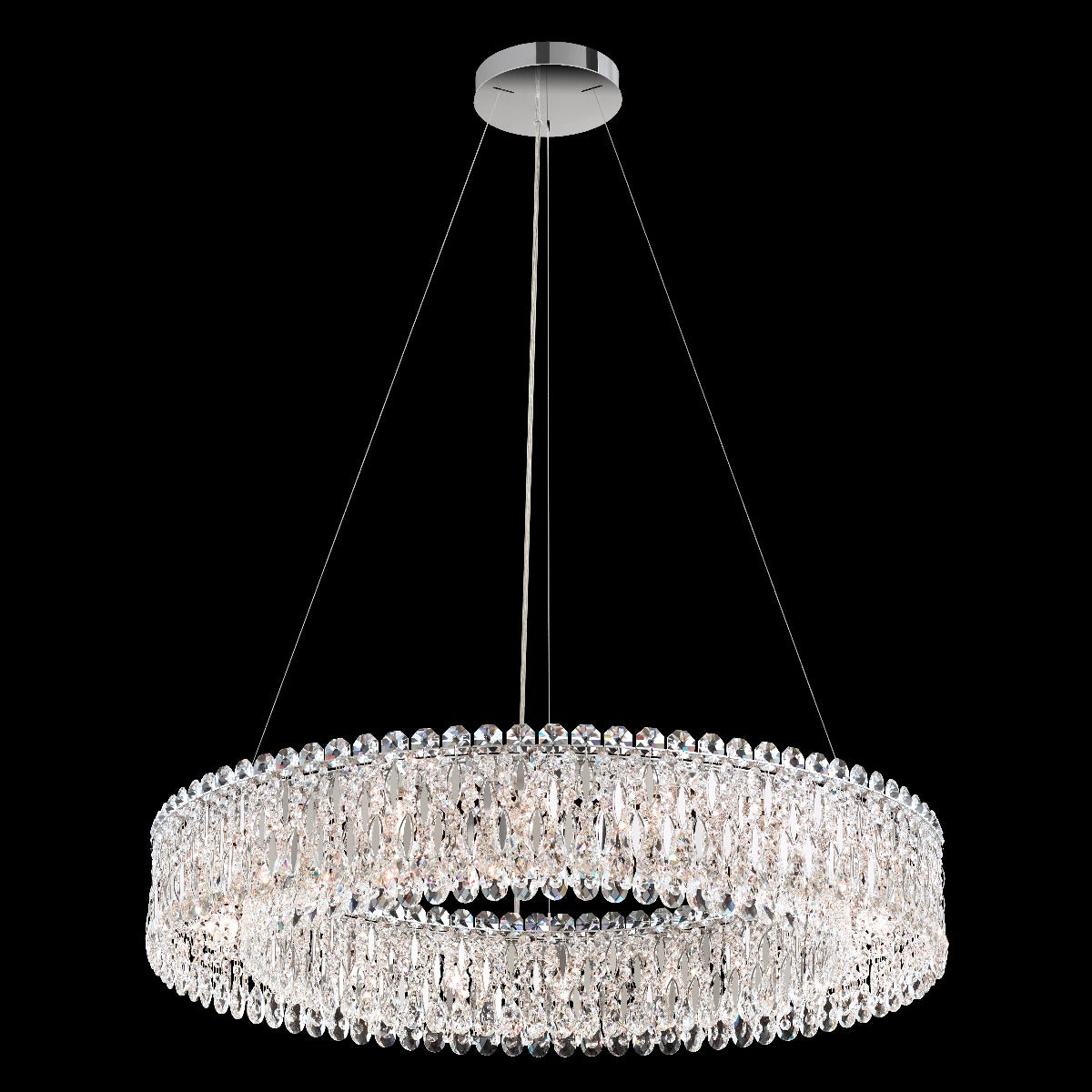 Schonbek Sarella 18 Light Pendant Light with Heritage Crystal in Steel