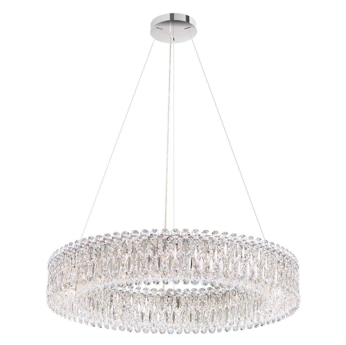 Schonbek Sarella 18 Light Pendant Light with Heritage Crystal in Steel