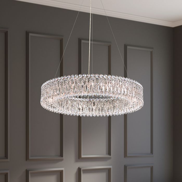 Schonbek Sarella 18 Light Pendant Light with Heritage Crystal in Steel