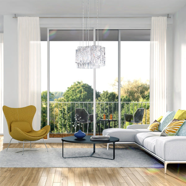 Schonbek Selene 150 Pendant Light in Stainless Steel with Clear Optic Crystal