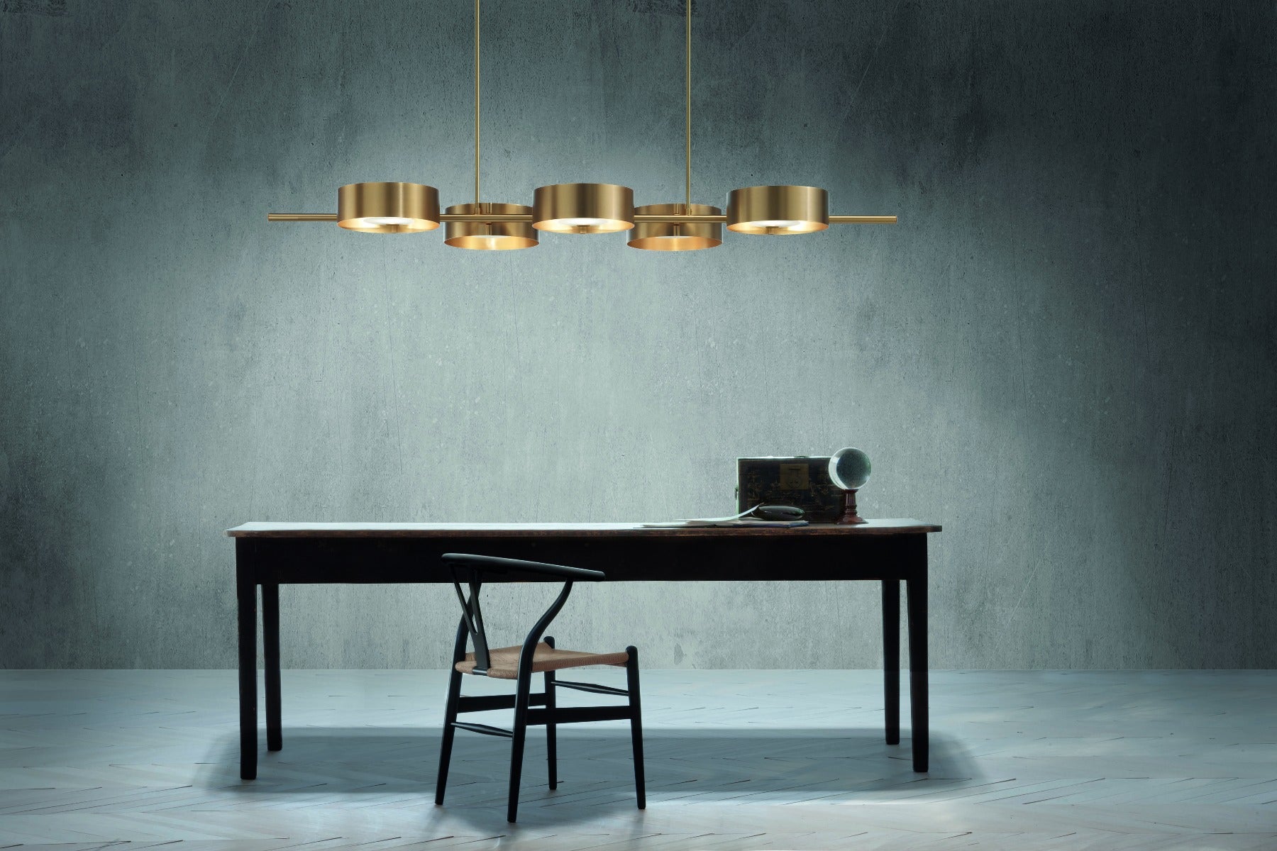 Masiero Sound Ceiling 191cm Bar Pendant 5 x G9 Brushed Gold SOUND-BIL5