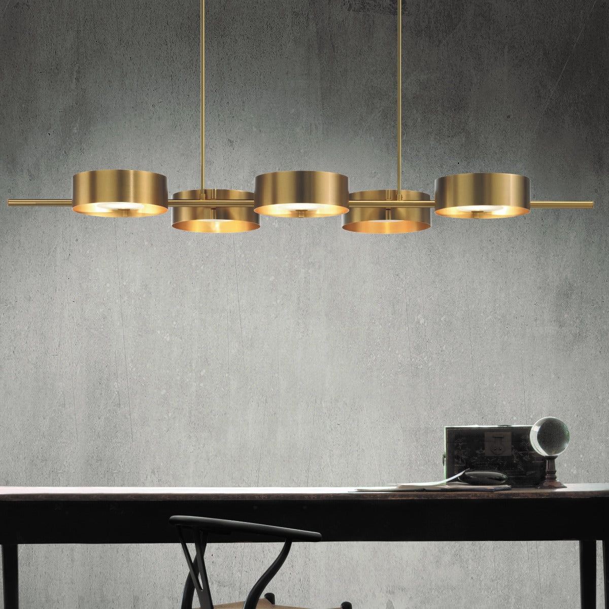 Masiero Sound Ceiling 191cm Bar Pendant 5 x G9 Brushed Gold SOUND-BIL5