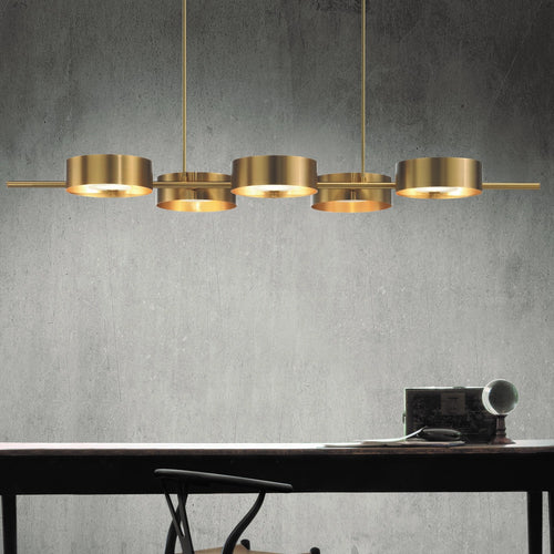 Masiero Sound Ceiling 191cm Bar Pendant 5 x G9 Brushed Gold SOUND-BIL5